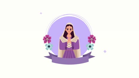 la virgen maría con el vestido púrpura