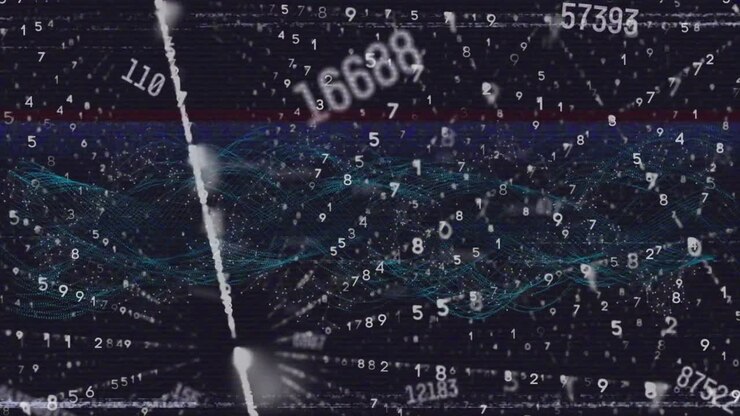 Animation of dna strand and data processing over black background