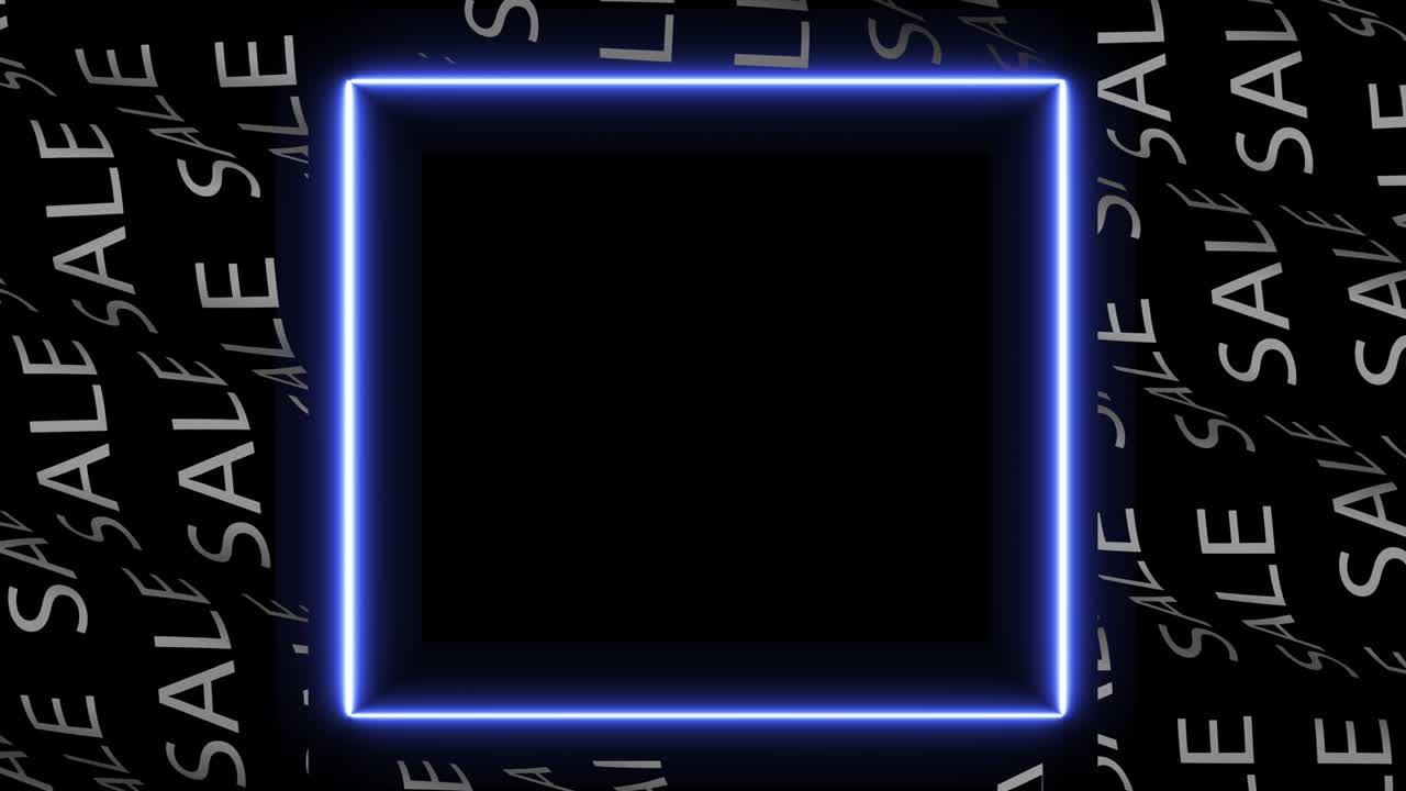 빛나는 파란색 네온 라인의 비디오 애니메이션, 네온 판매, 애니메이션 다채로운 조명, 판매, 네온, 수직 복사 공간 판매 배너, 소셜 네트워크 템플릿, 미니멀 디자인, 4k 애니메이션.