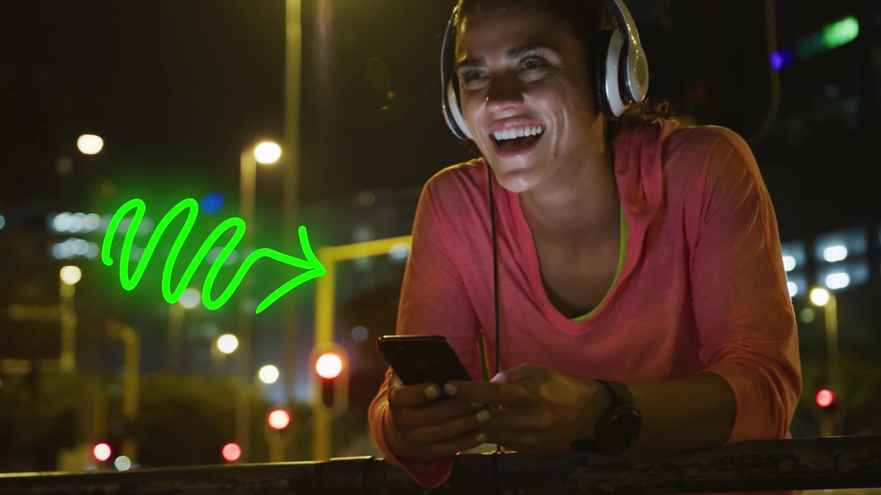 Compilazione di diverse attività di lifestyle con sovrapposizioni grafiche animate al neon