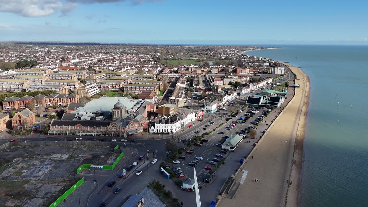 Thorpe Bay beach Southend on Sea Essex UK drone,aerial