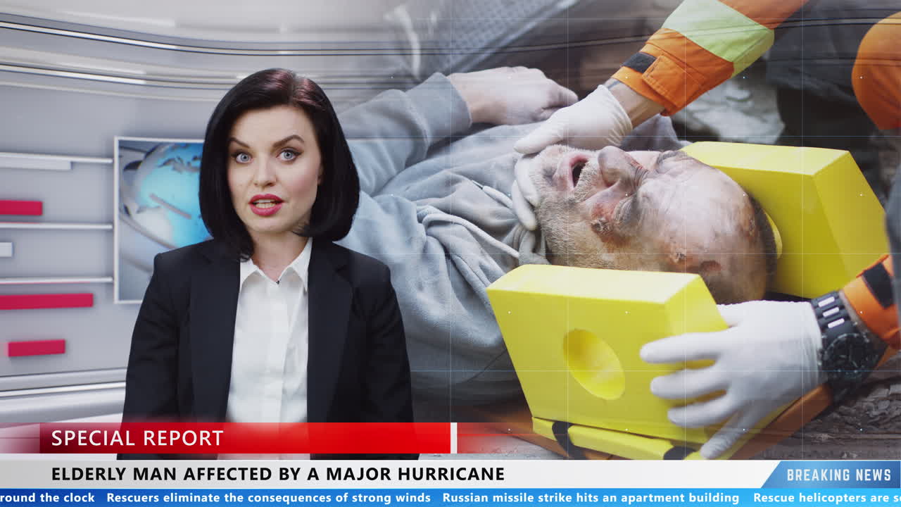 Woman Anchor Presenting Disaster News