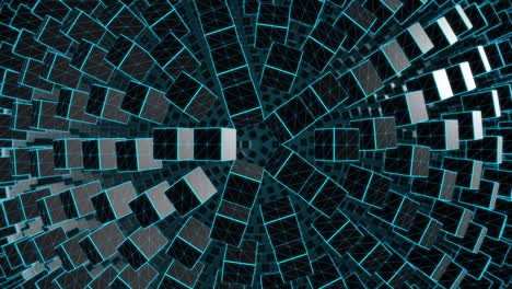 4k abstract geometric black and blue background - looking down