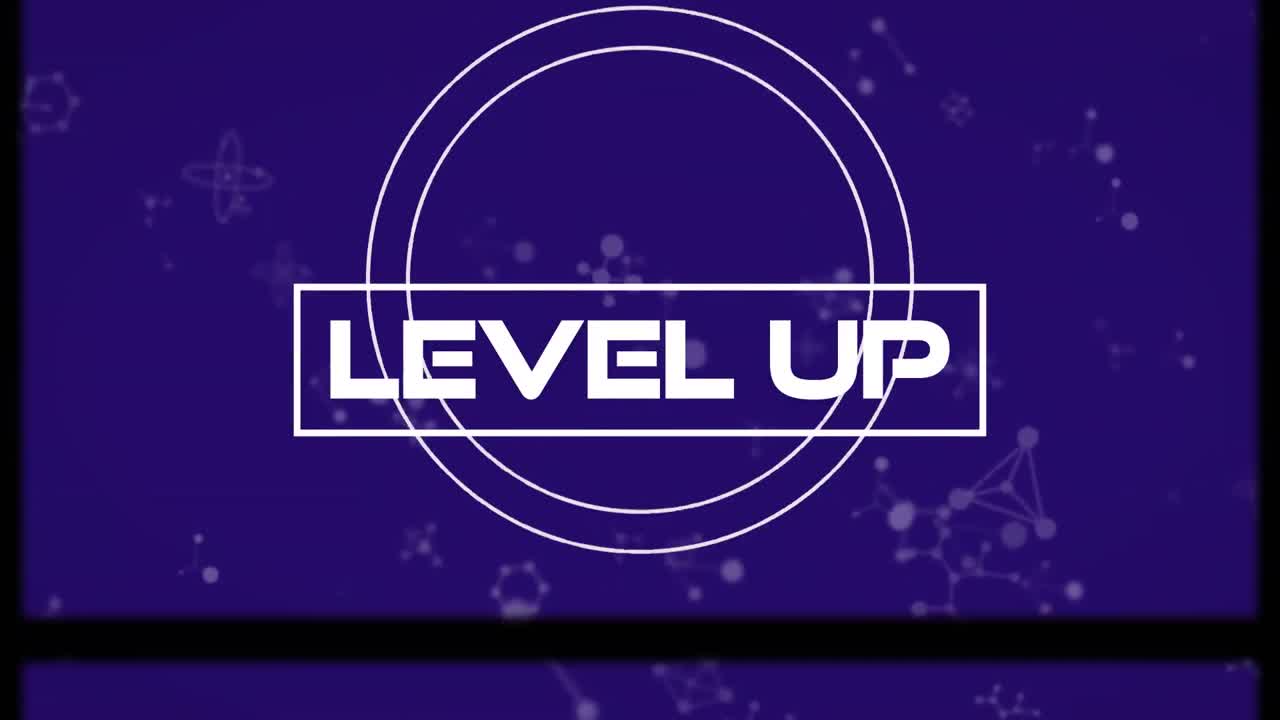 efecto del carrete de la película en el nivel sobre contra las estructuras moleculares flotando en el fondo azul