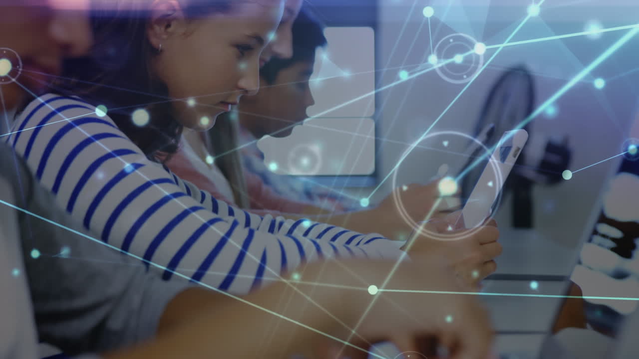 Animation of networks of connections over diverse schoolchildren in classroom