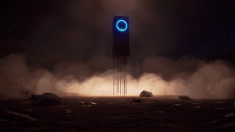 modern futuristic space portal on another planet night time 4k