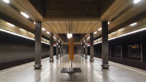 eerie empty underground metro station during covid-19 virus pandemic slow motion