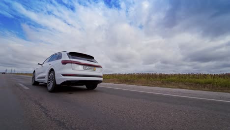 vinnitsa, ukraine - september 2019: audi e-tron sportback concept four wheel drive electric suv. presentation of a new car model