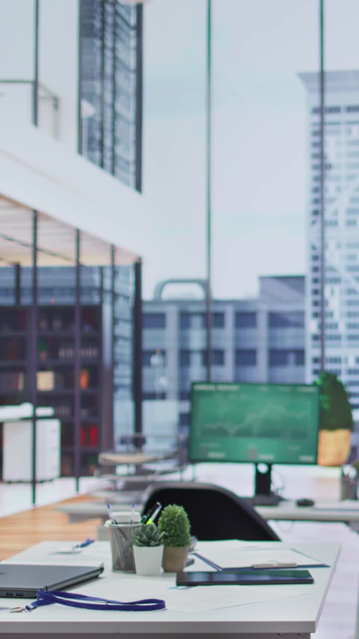 Vertical Video Empty modern office with focus on recruitment process and hiring new personnel