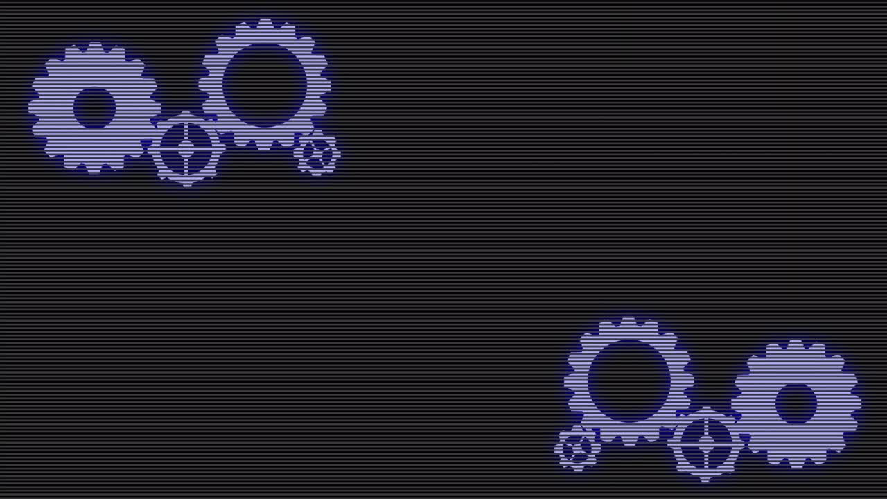 Simple, Cybernetic Animated Gears On Black Background