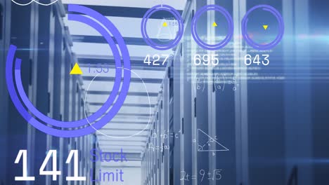 Animation-Der-Börsendatenverarbeitung-Und-Mathematischer-Gleichungen-Im-Computerserverraum