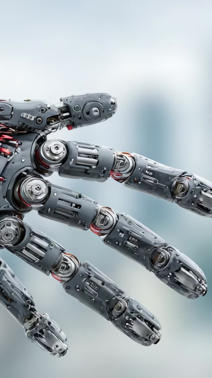 Design futuristico di mano robotica che mette in mostra meccanismi avanzati e tecnologia in un contesto moderno, evidenziando l'innovazione e l'eccellenza ingegneristica