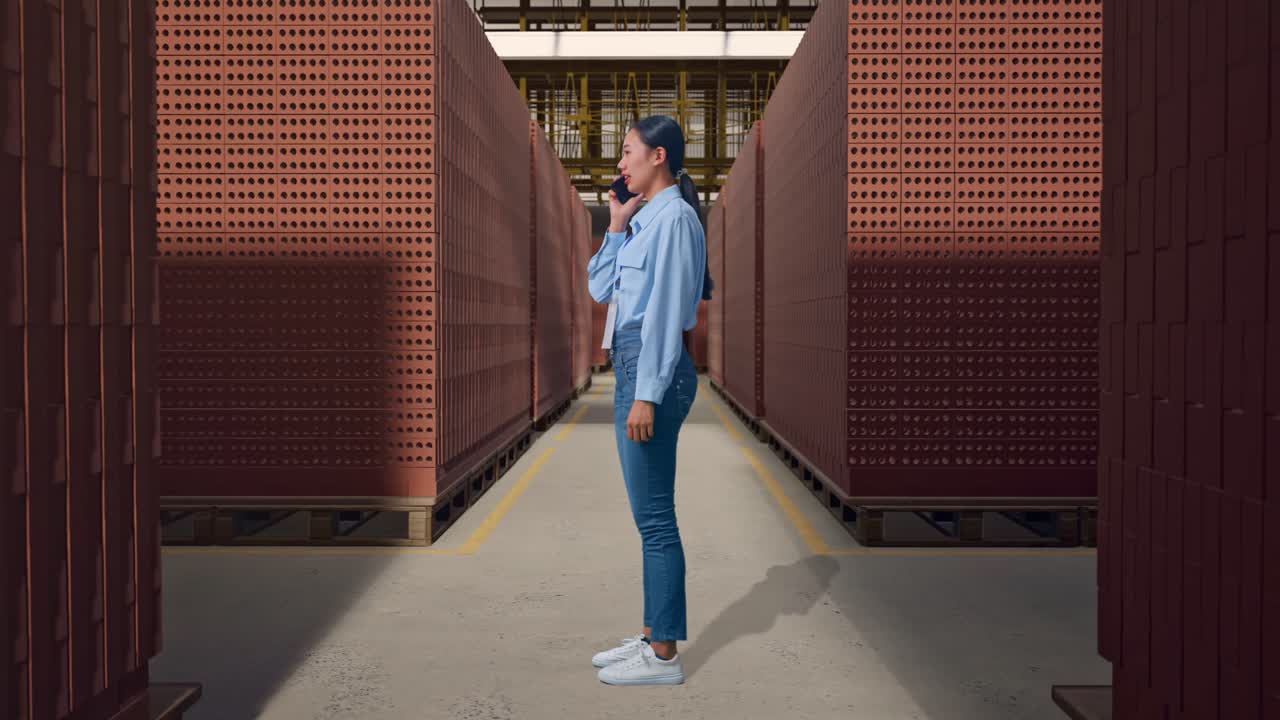Woman in a Brick Warehouse