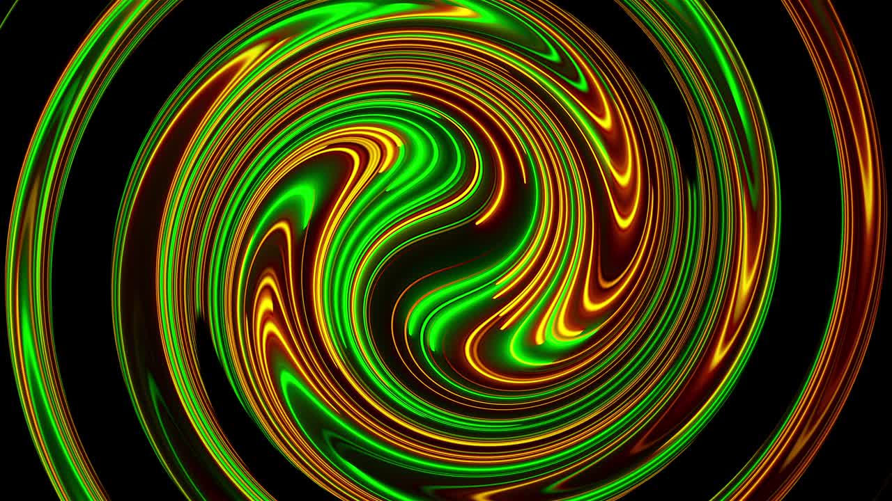Computer generated abstract twist background. 3D rendering circular merger of neon color lines