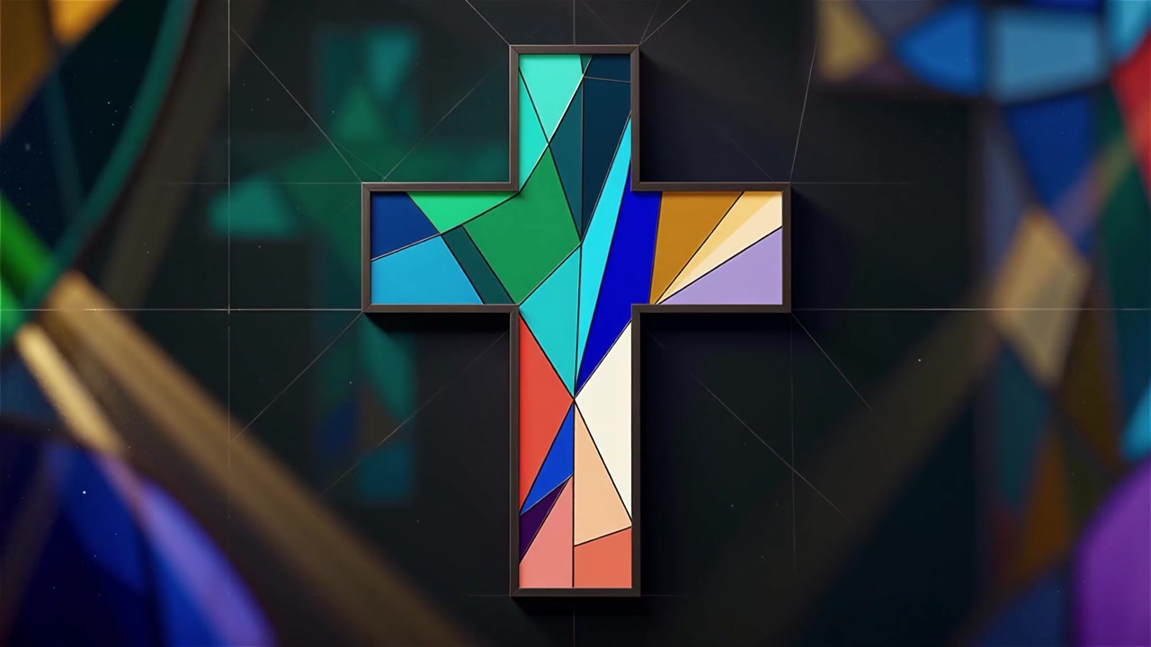 Christliches Kreuz, himmlisches Licht, Anbetungshintergrund.
