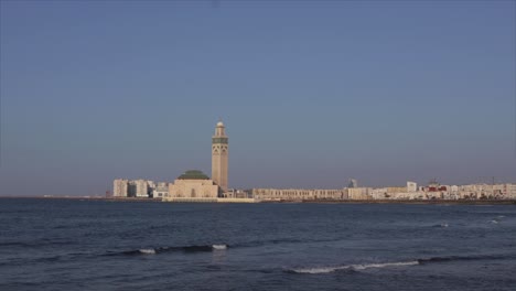 casablanca mosque, with its towering minaret, significant islamic landmark overlooking the sea