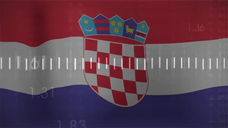 croatian flag with coat of arms overlaid with measurement scale animation