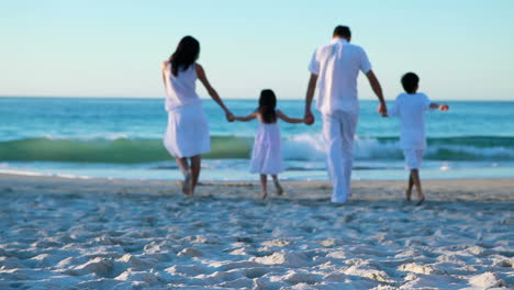 Peaceful-family-walking-together