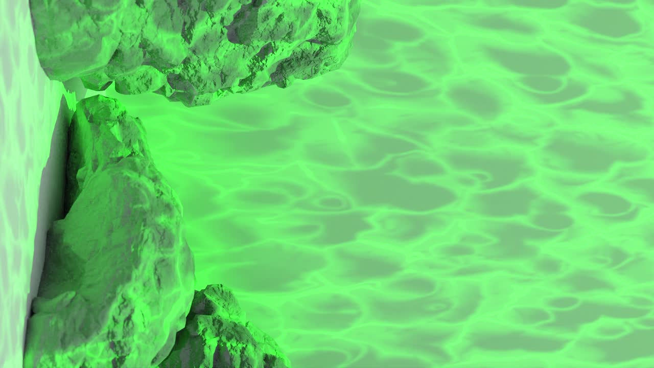 암석들 사이의 녹색 전력 수직