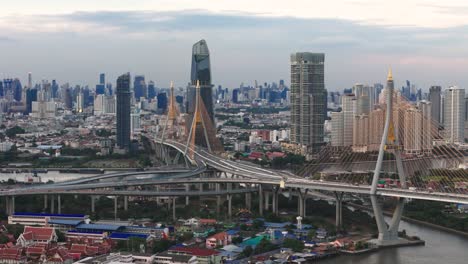 bhumibol bridge, kingbridge tower and more, bangkok, thailand