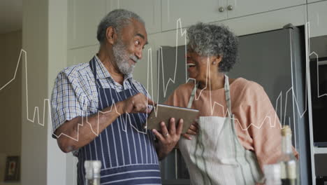 Animation-of-data-processing-over-biracial-couple-at-home