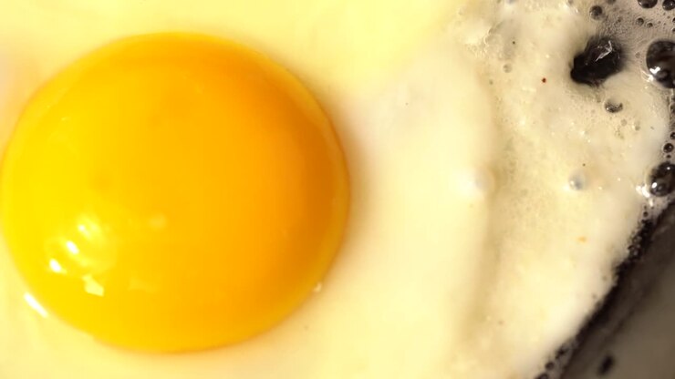 Close-up of Fried Eggs in a Pan