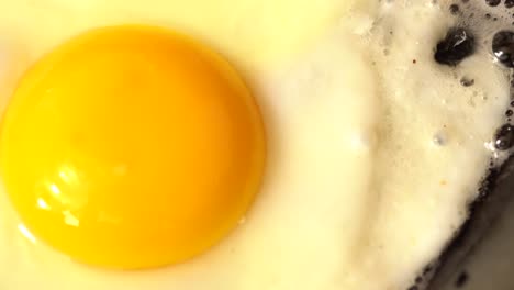 close-up of fried eggs in a pan