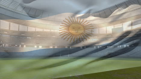 animation of waving flag of argentina over stadium