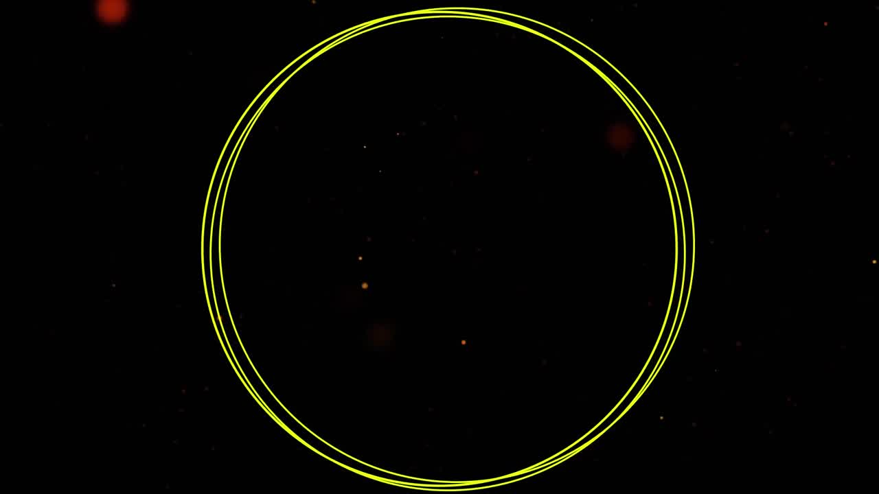 анимация светящихся желтых кругов и абстрактных фигур над оранжевыми пятнами на заднем плане