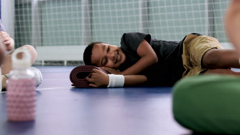 boy laying on the floor