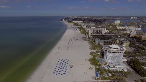 4k drone video of beautiful beach front resorts on the gulf of mexico in st