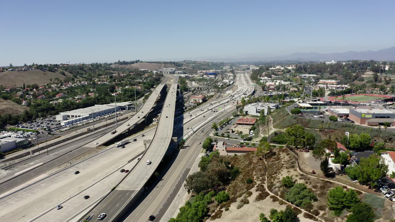 Aerial View of a Highway and Suburban Area