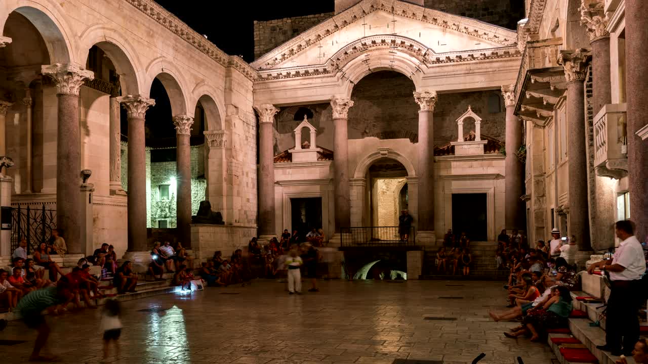 el lapso de tiempo del palacio de diocleciano en split, croacia