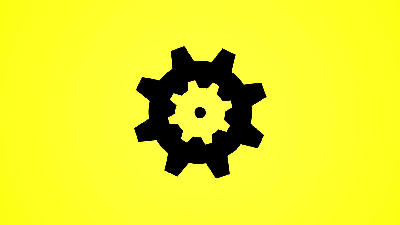 engranajes de trabajo de carga de pantalla estilo movimiento de fondo bucle sin costuras amarillo