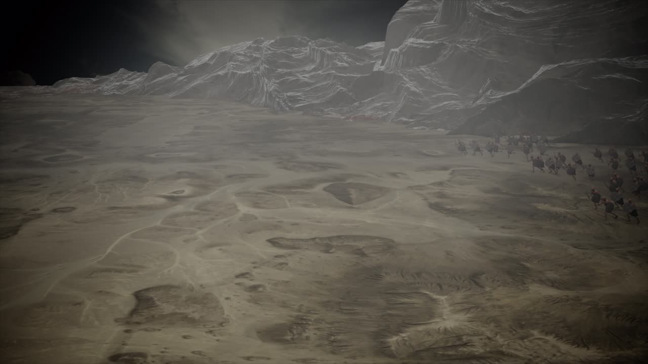 Ancient Medieval Army Charging in an Open Battlefield