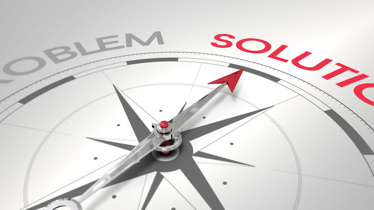 Compass pointing to solution