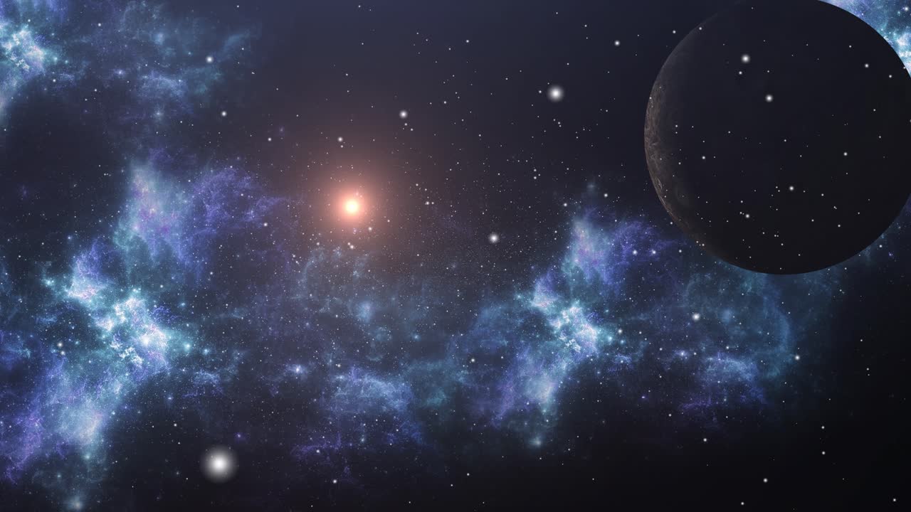 nubes nebulosas flotantes y un planeta en el universo