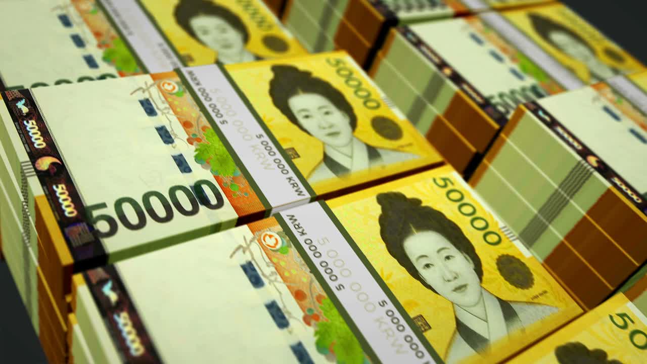 한국은행은 돈, 지폐,, 원활한 루프를 갖다.