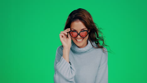 Cool,-green-screen-and-portrait-of-a-woman