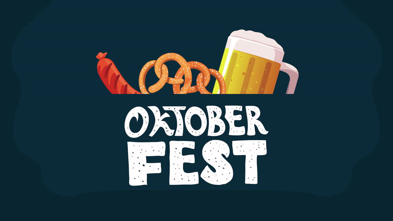 Oktoberfest yazısı bira animasyonu