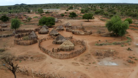 hamlet in remote african landscape in hamar tribe, omo valley, ethiopia