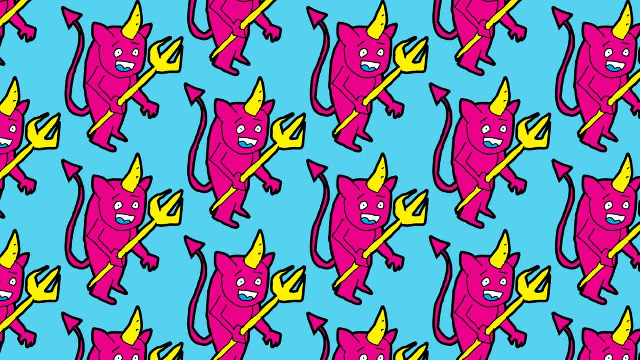 niños dibujando arte pop fondo sin costuras con el tema del diablo