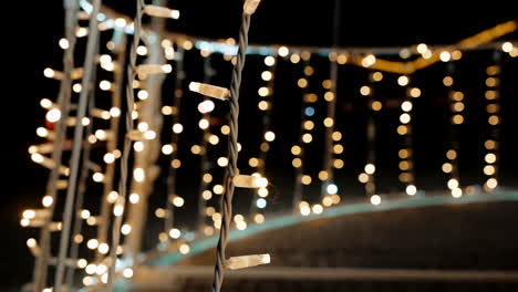 close-up of twinkling fairy lights at night