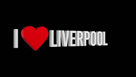 me encanta liverpool, texto y corazón en 3d, canal alfa.