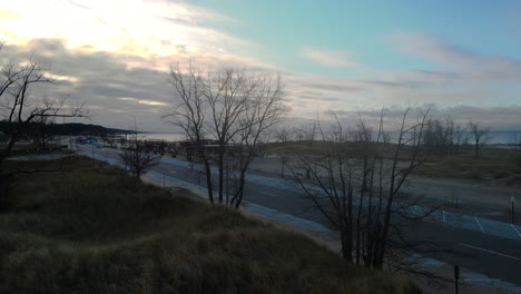 Winterwetter-über-Dem-Strand-Von-Pere-Marquette