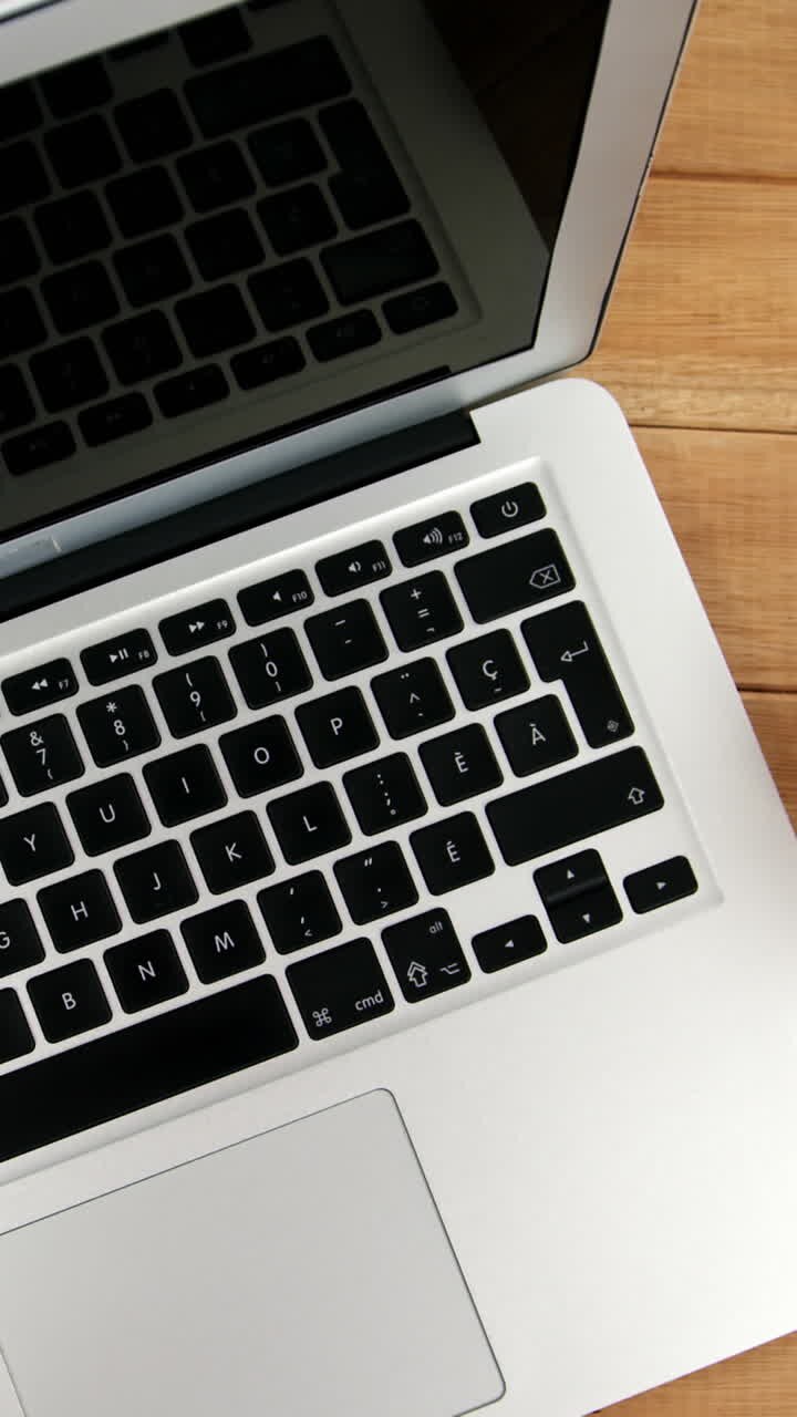 Laptop mit Maus, Notizbuch, Stift und Topfpflanze