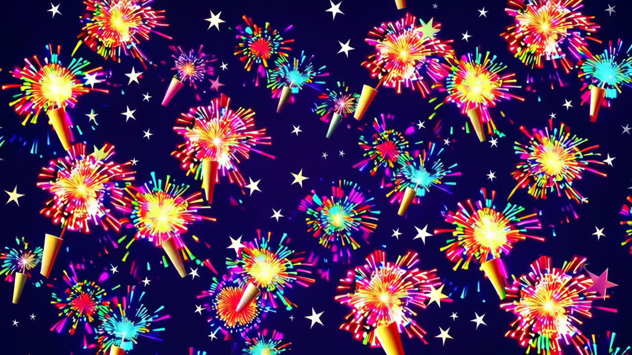 Colorful Fireworks Celebration on a Starry Night