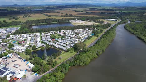 Tweed-River-And-Terranora-Suburb-In-New-South-Wales,-Australia---Aerial-Drone-Shot