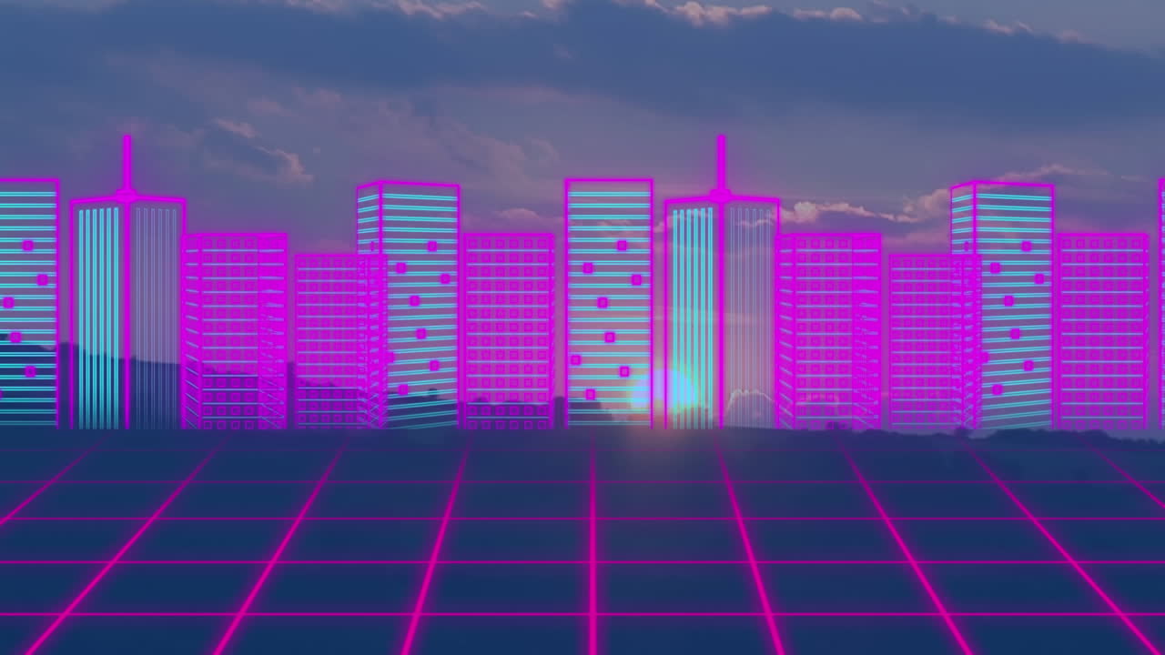 animación del paisaje urbano digital sobre el paisaje.