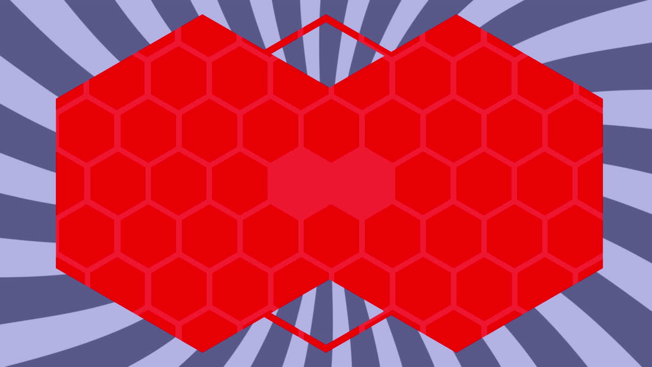 fondo giratorio de rayas grises y blancas con formas rojas